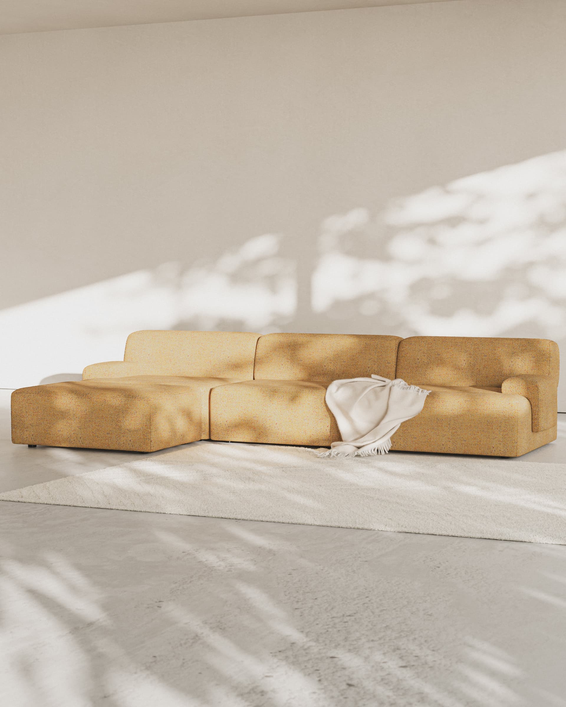 Sofa modułowa Umi narożna prawostronna 295 cm żółty, Feum - 34224