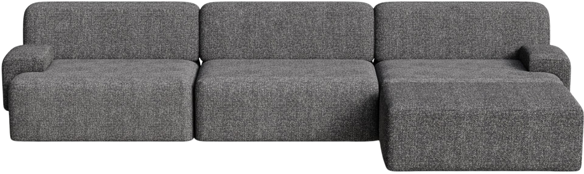 Umi modular corner sofa 3-seater 295x95x65 cm grey Stone Black, by Feum Studio, FEUM