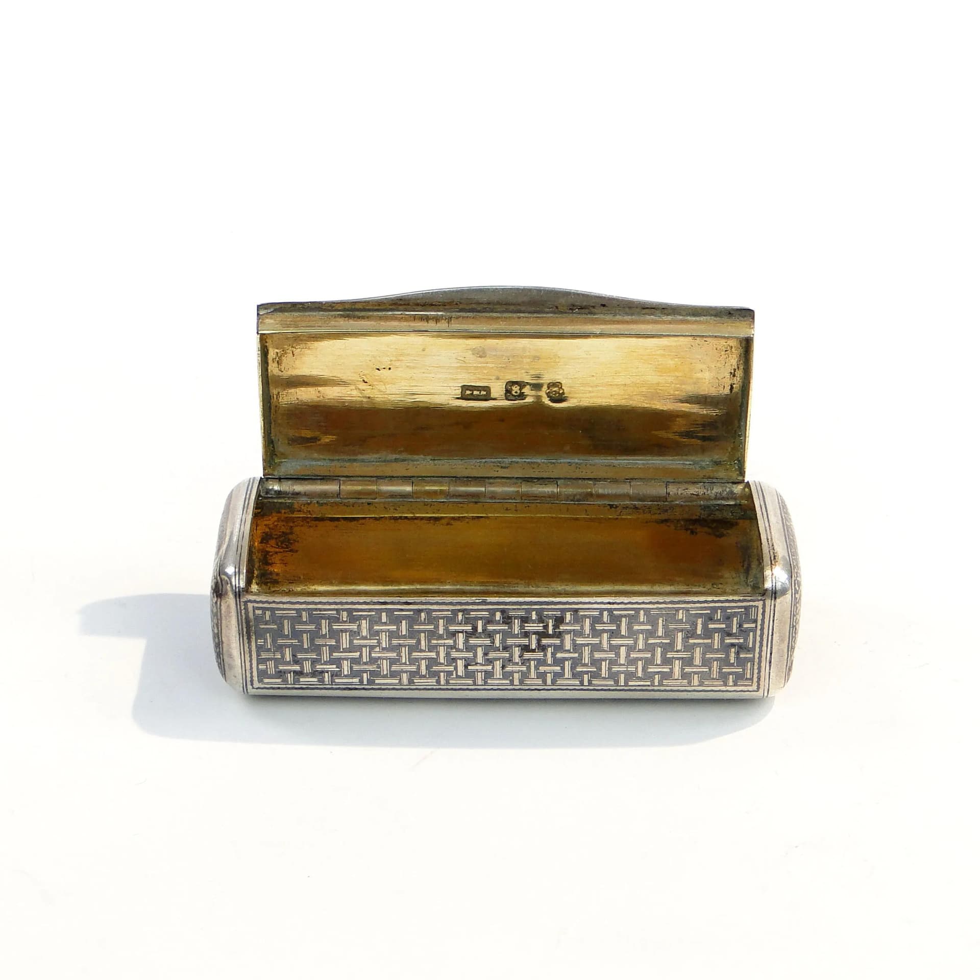 Tabakiera kasetkowa, niello srebro, Carska Rosja, XIX w. - 34294