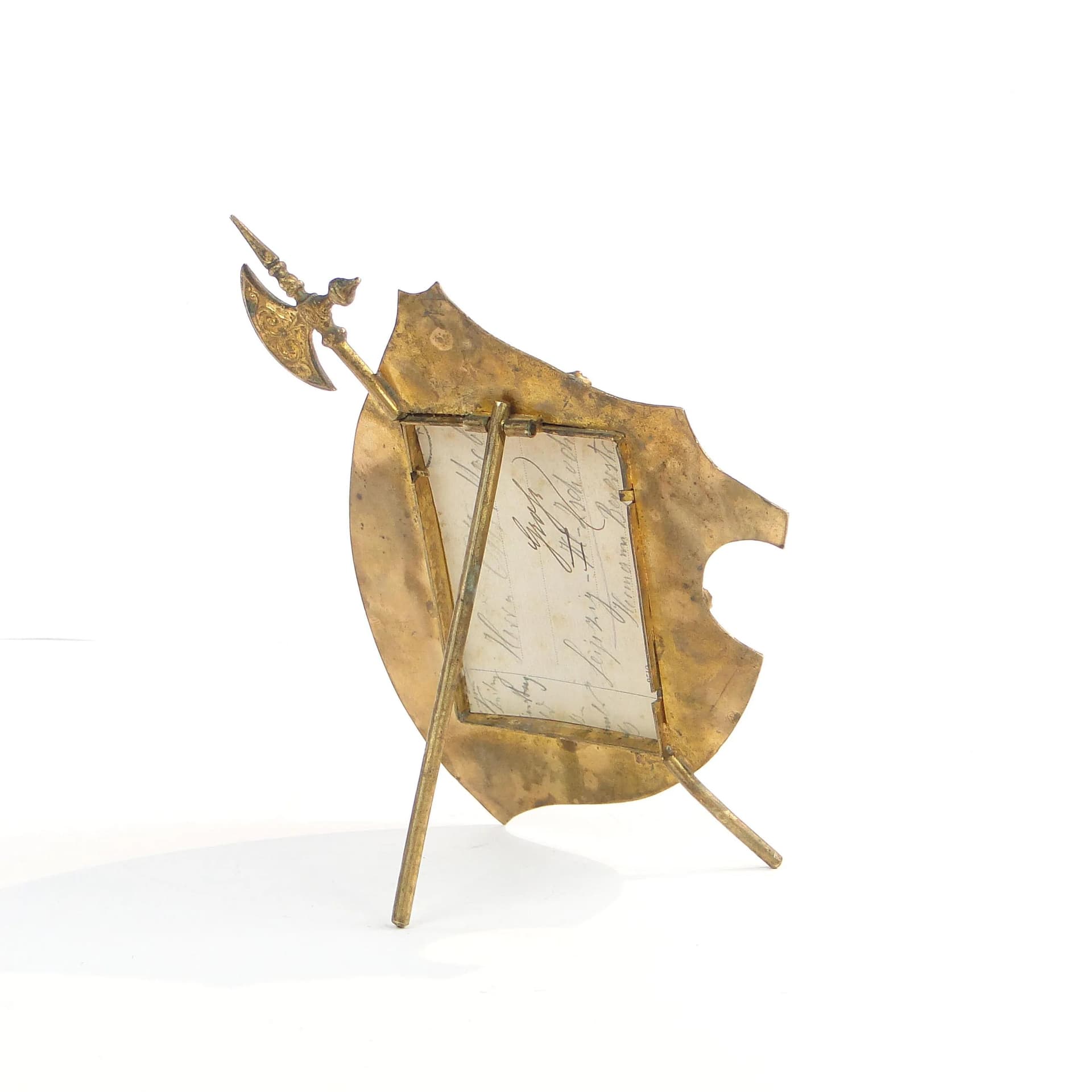 Heraldic Photo Frame with Halberd, gilt brass white, Austria, 19th c. - 34286