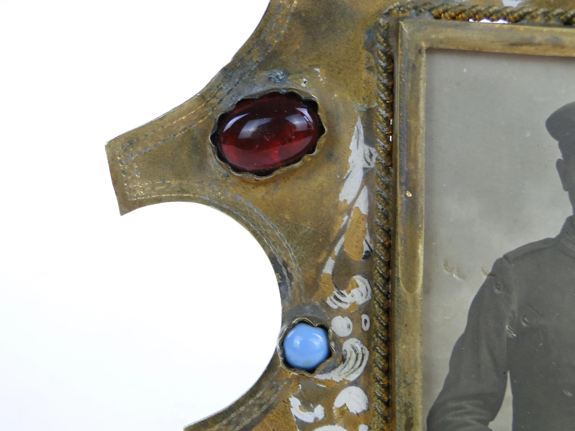 Heraldic Photo Frame with Halberd, gilt brass white, Austria, 19th c. - 34282