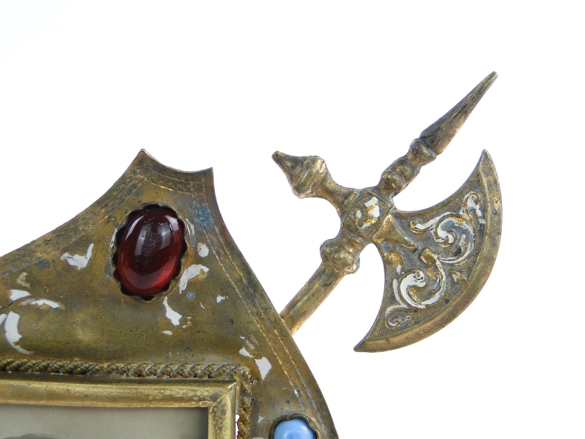 Heraldic Photo Frame with Halberd, gilt brass white, Austria, 19th c. - 34281