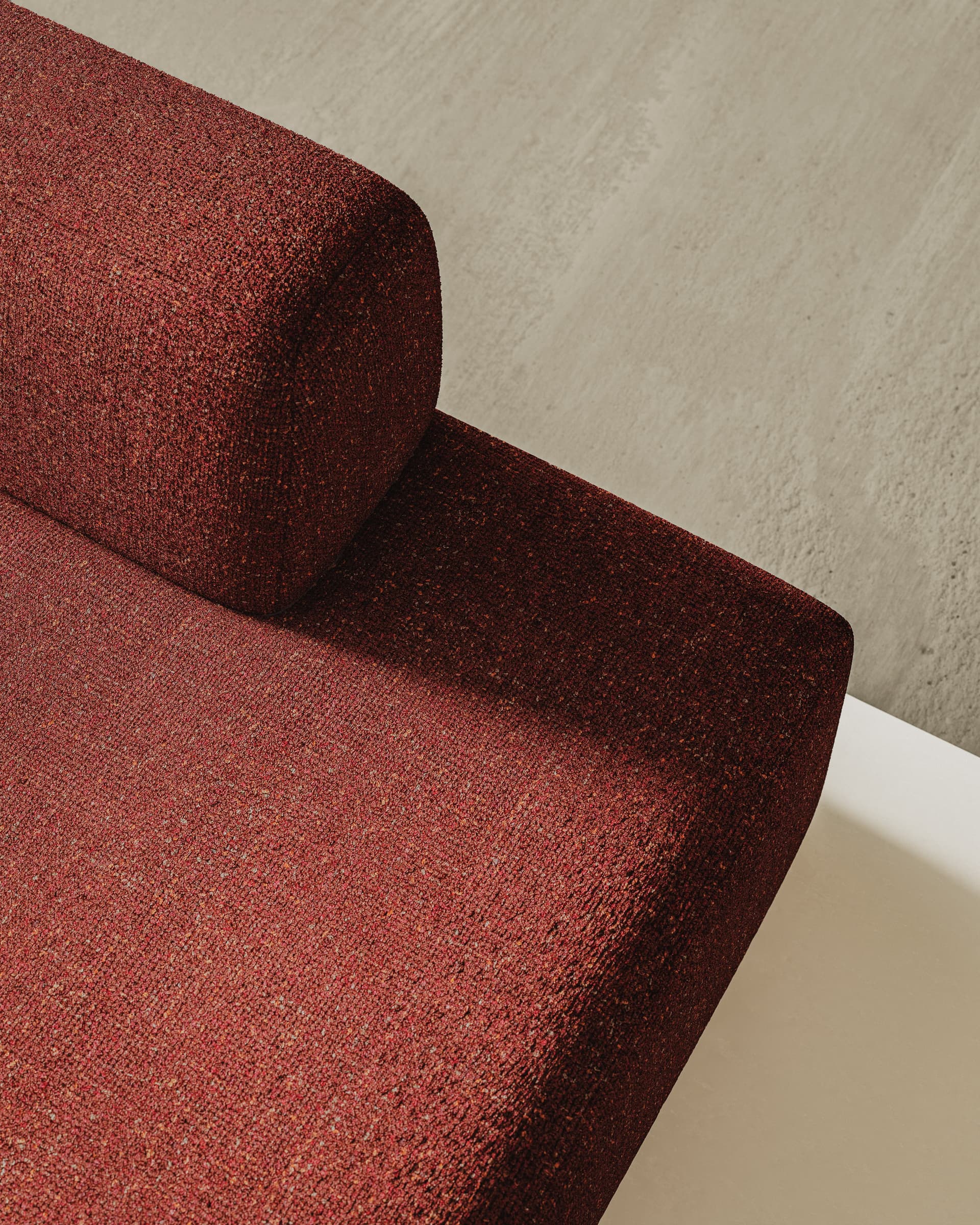 Sofa modułowa Umi narożna lewostronna 255 cm czerwony, Feum - 34196