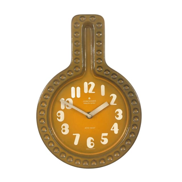 Pomarańczowy ceramiczny zegar ścienny, Junghans, Niemcy, lata 80. - WYMIARY