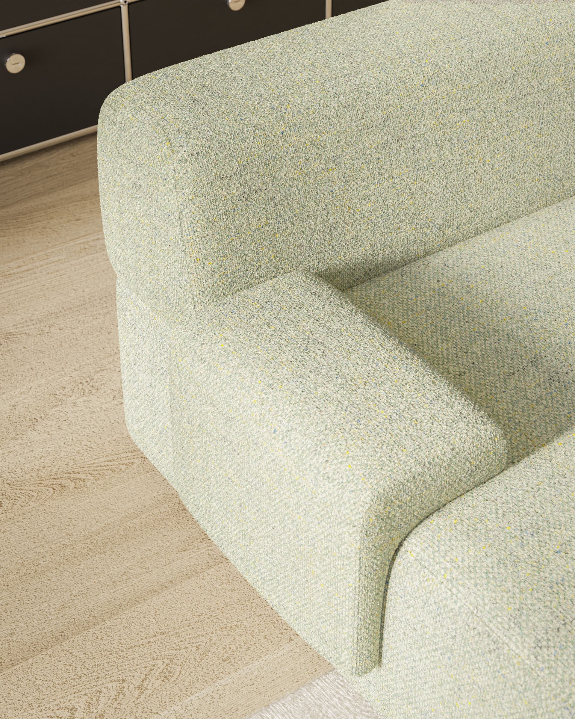 Sofa modułowa Umi narożna prawostronna 255 cm jasny zielony, Feum - 34178