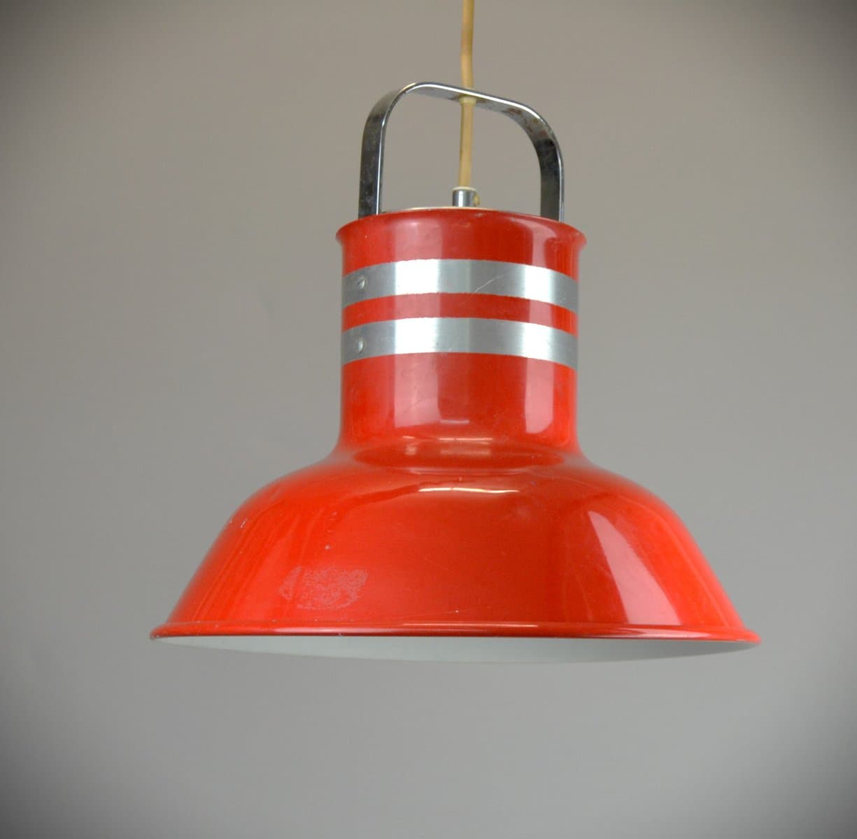 Pendant Lamp Space Age, red metal, Atelje Lyktan, Sweden, 1980s. - 233