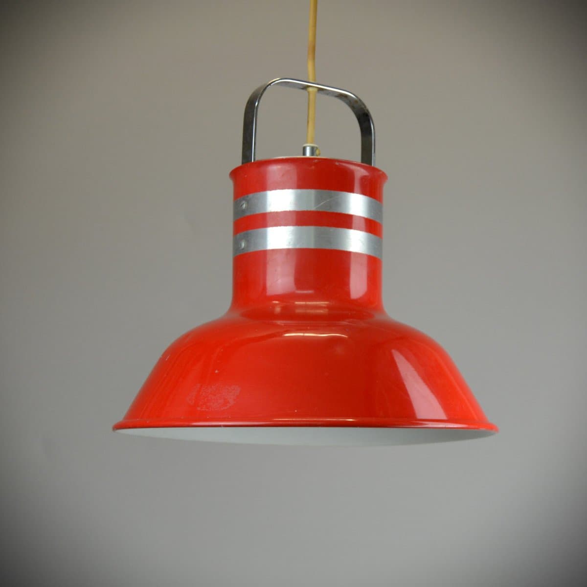 Pendant Lamp Space Age, red metal, Atelje Lyktan, Sweden, 1980s. - 239