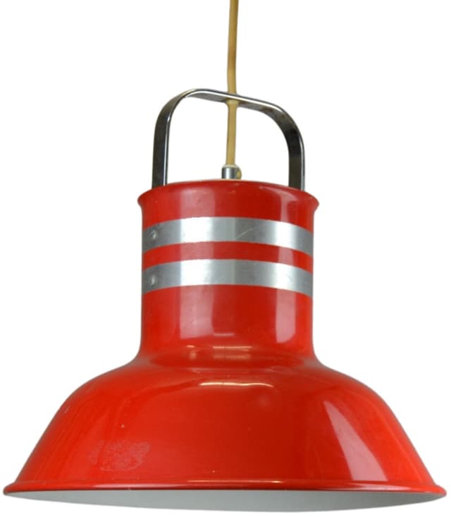 Pendant Lamp Space Age, red metal, Atelje Lyktan, Sweden, 1980s. - DIMENSION