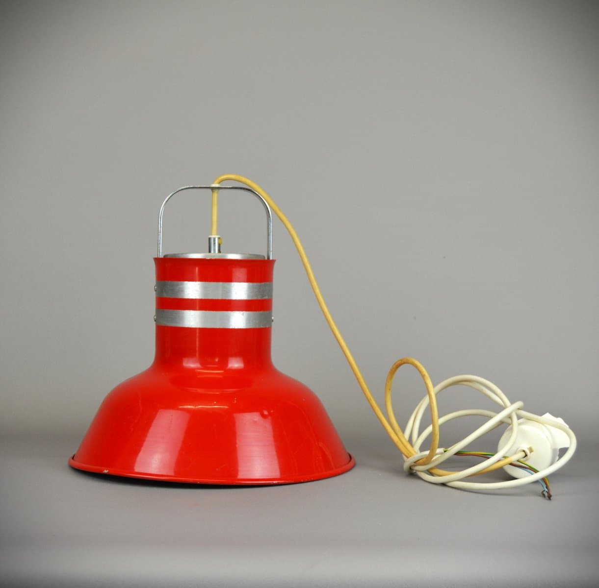 Pendant Lamp Space Age, red metal, Atelje Lyktan, Sweden, 1980s. - 235