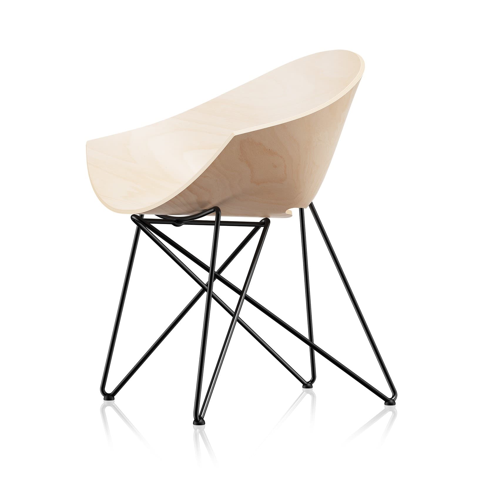 Fotel RM56 buk naturalny, czarny stelaż, proj. R. Modzelewski, VZÓR - 4031