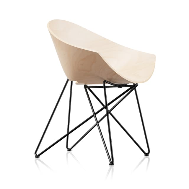 Fotel RM56 buk naturalny, czarny stelaż, proj. R. Modzelewski, VZÓR - WYMIARY