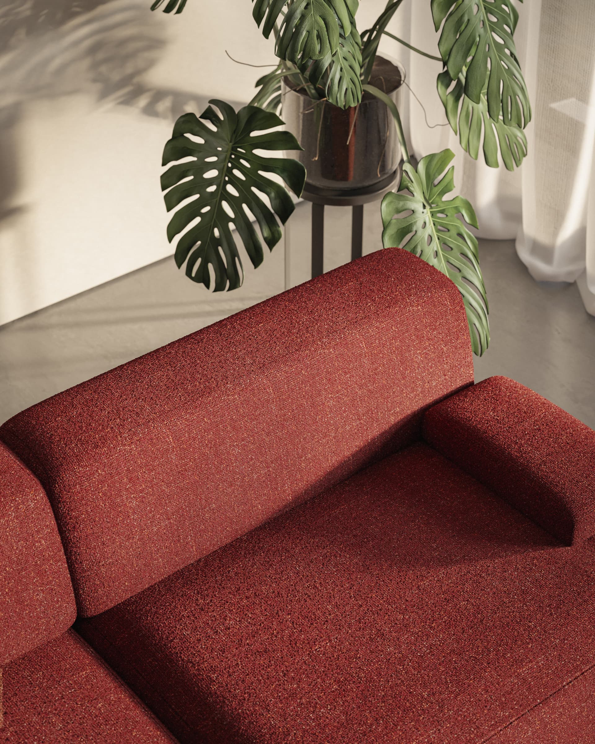 Umi modular sofa 295x95x65 cm 3-seater maroon red, by Feum Studio, FEUM - 34403