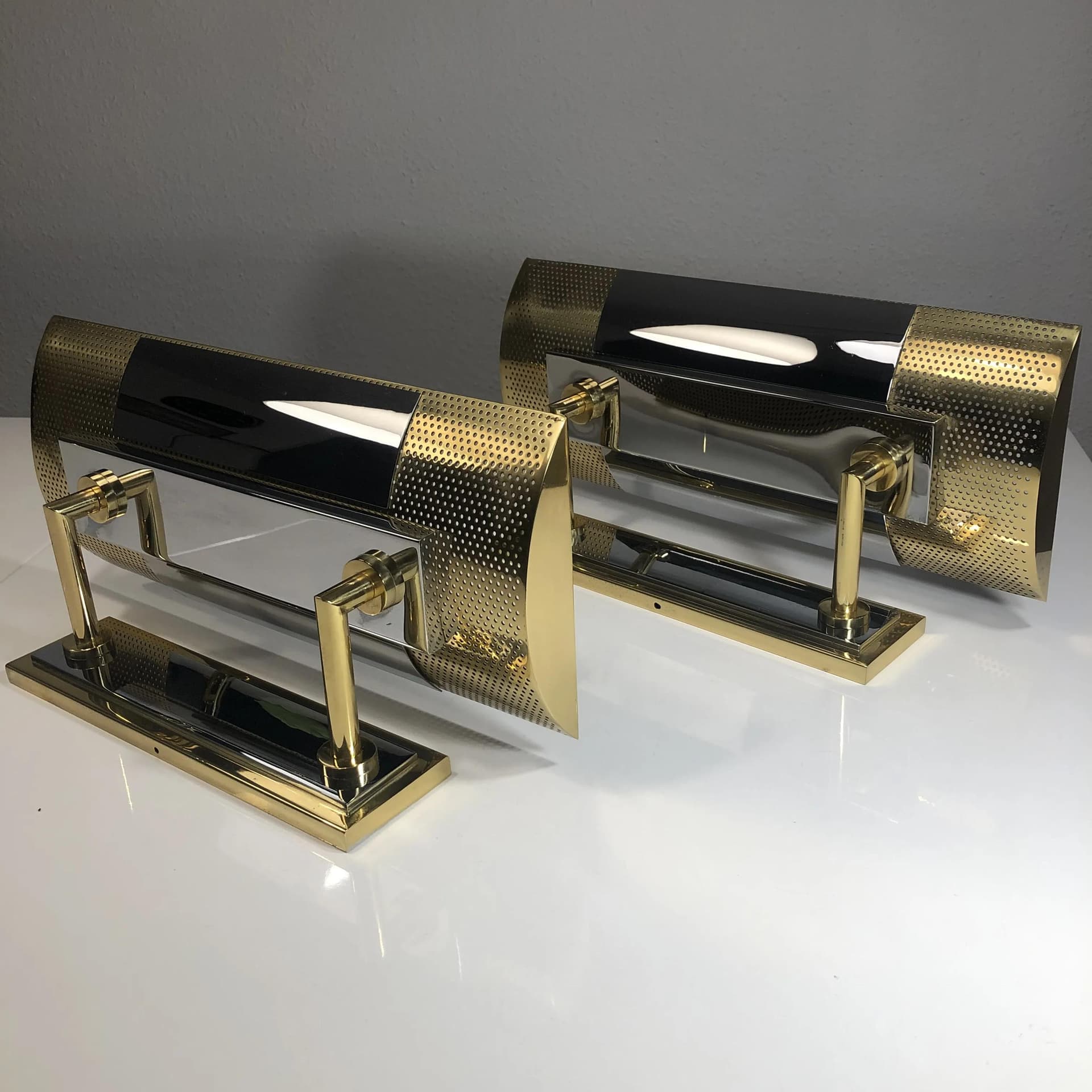 Para kinkietów, chromowany mosiądz srebrny, Art-Line, Niemcy, lata 70. - 34431