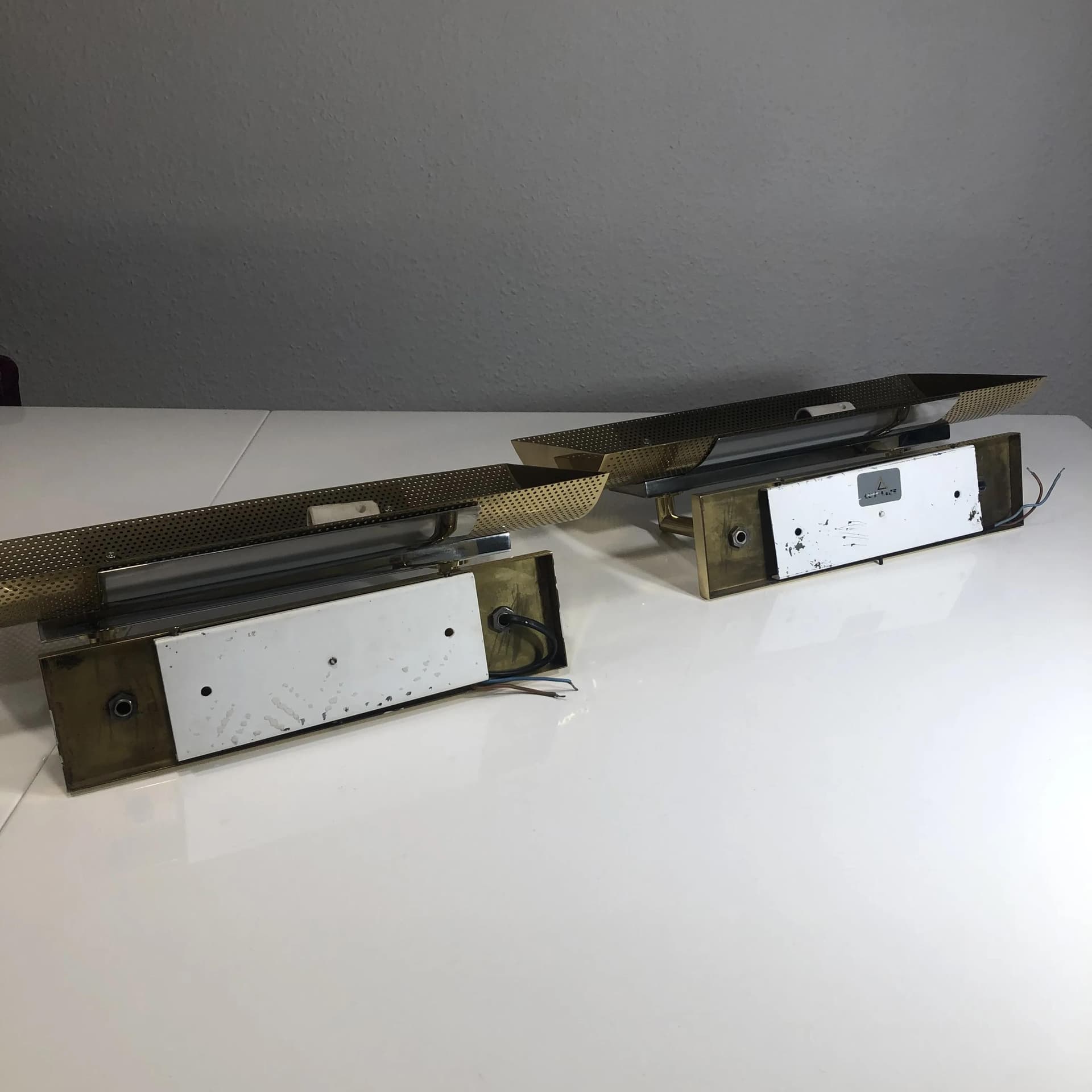 Para kinkietów, chromowany mosiądz srebrny, Art-Line, Niemcy, lata 70. - 34428