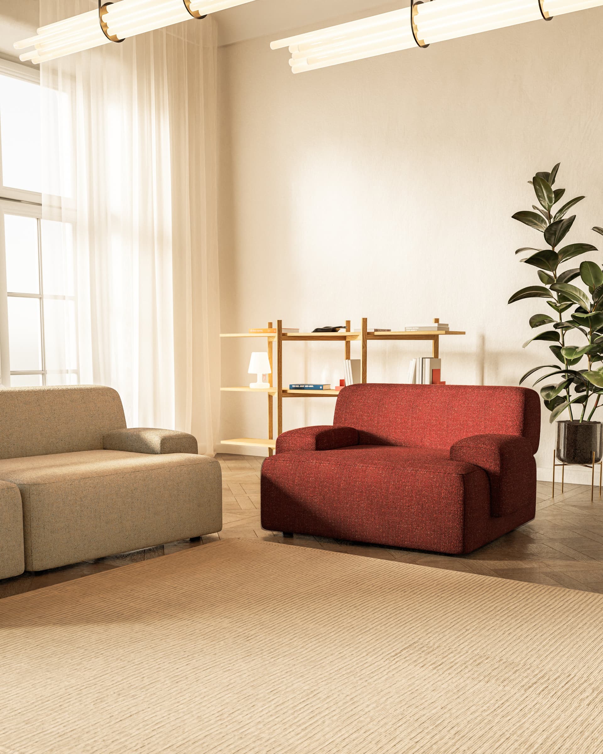 Umi lounge chair 105x95x65 cm maroon red, by Feum Studio, FEUM - 34391