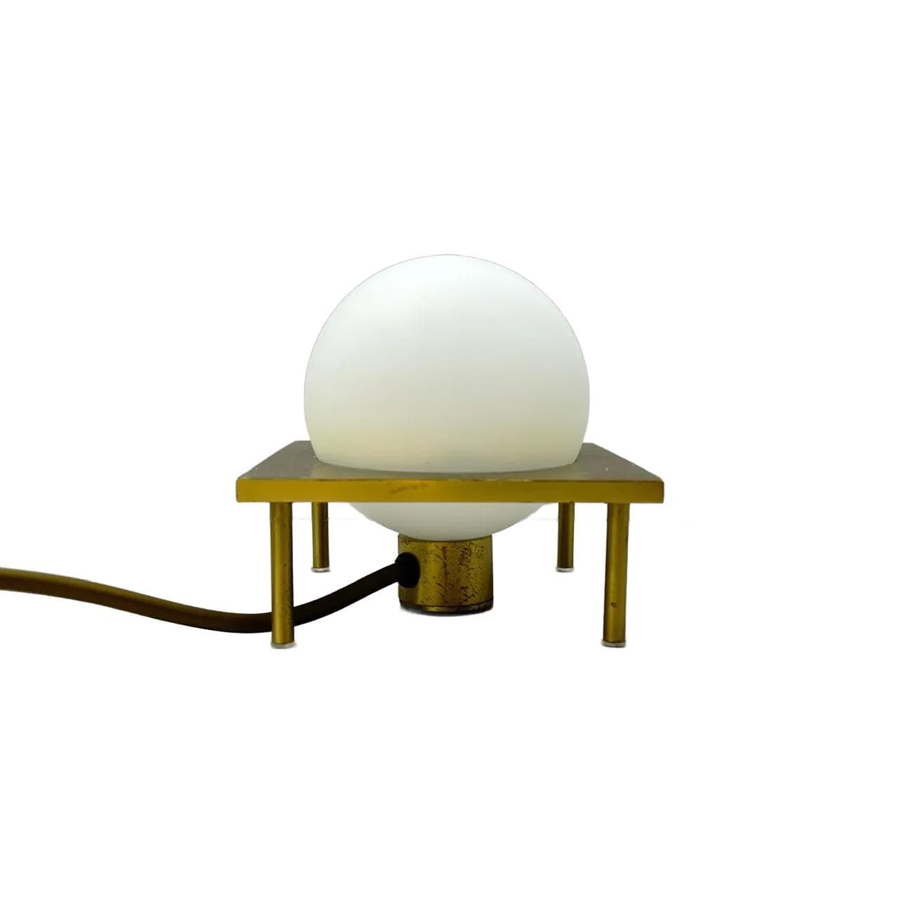 Lampka nocna, mosiądz matowy, szkło opalowe, Helestra Leuchten, Niemcy, lata 80.