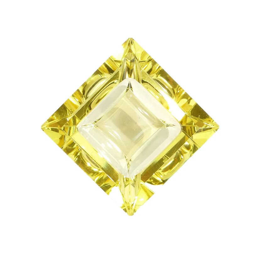 Popielniczka Art Deco, kryształ żółty, Moser, Czechy, lata 30.