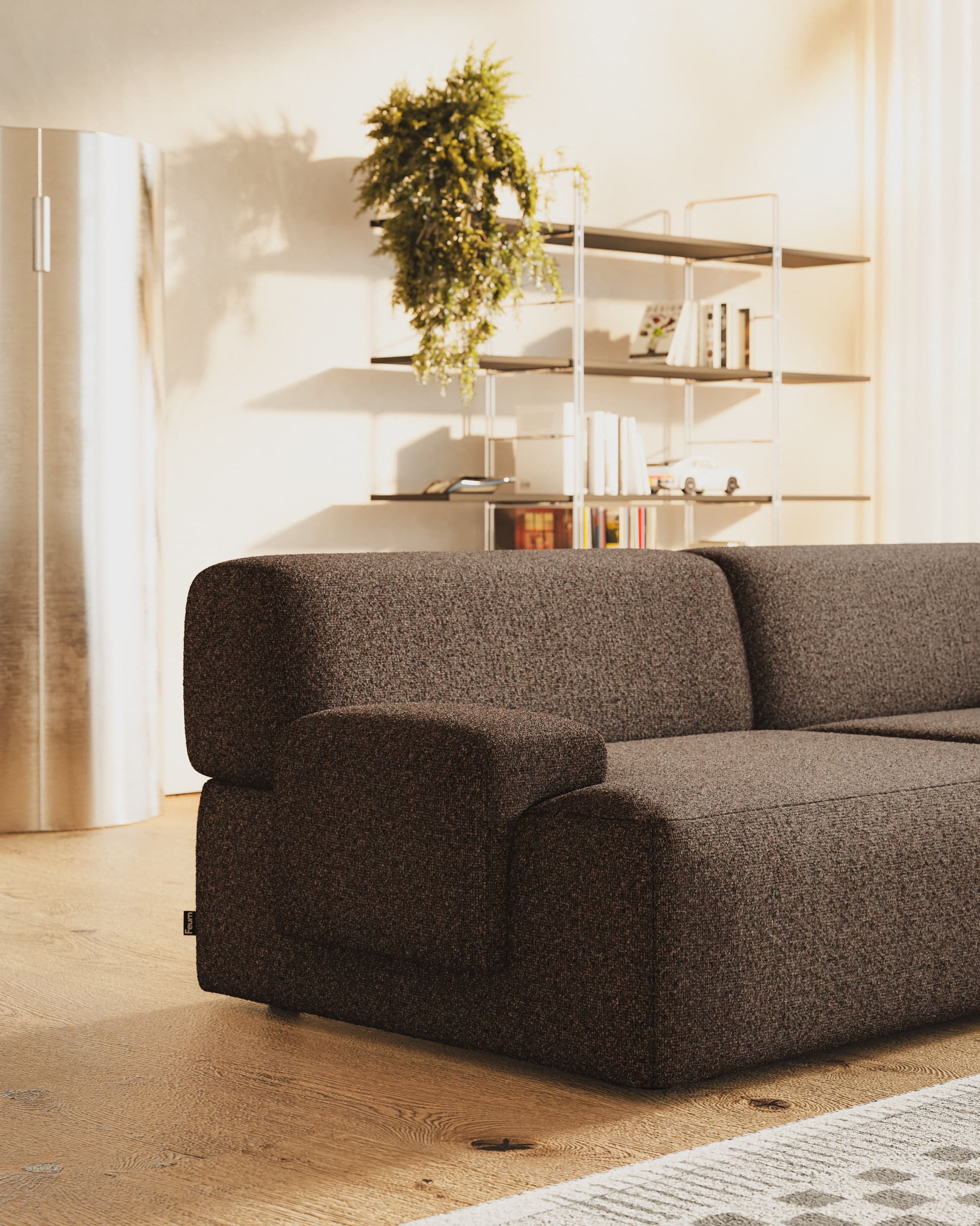 Sofa modułowa Umi narożna prawostronna 295 cm brązowy, Feum - 34563