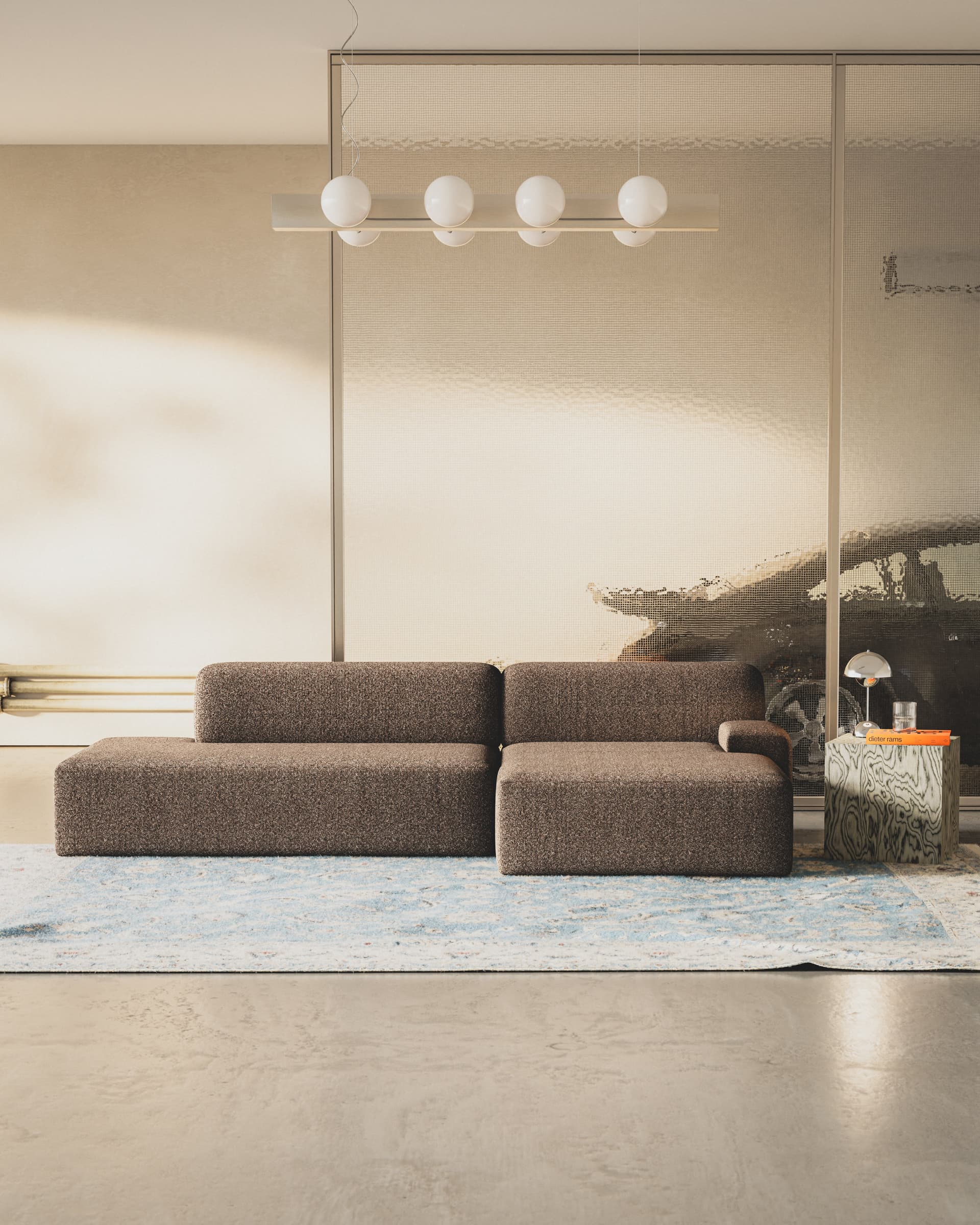 Sofa modułowa Umi narożna prawostronna 255 cm brązowy, Feum - 34548