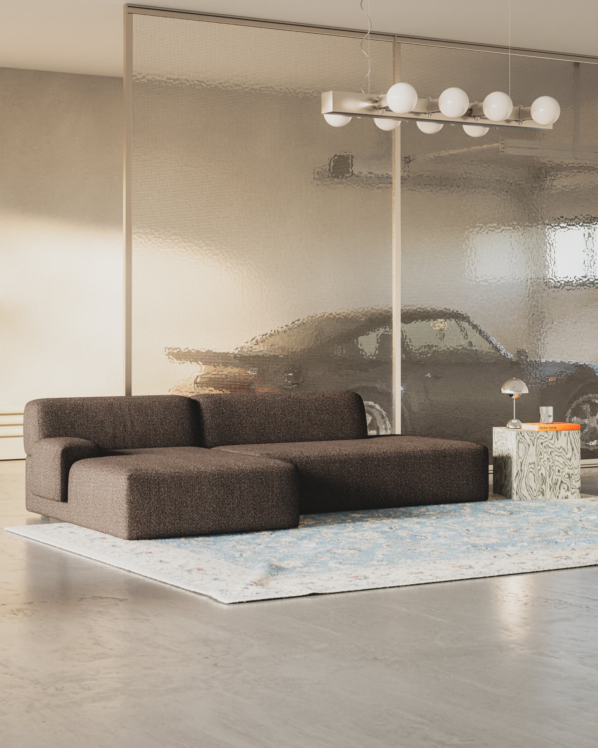 Sofa modułowa Umi narożna lewostronna 255 cm brązowy, Feum - 34543