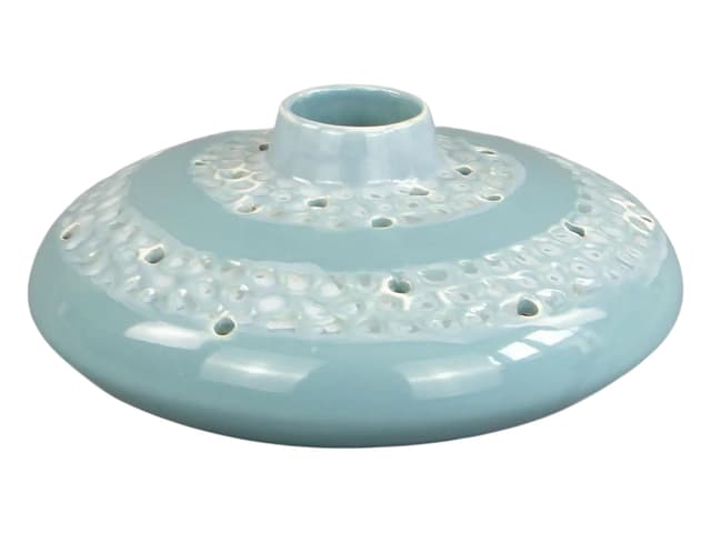 Wazon ikebana Ogródek 538, fajans szkliwiony niebieski, proj. J. Sowiński, Włocławek, Polska, lata 60. - WYMIARY