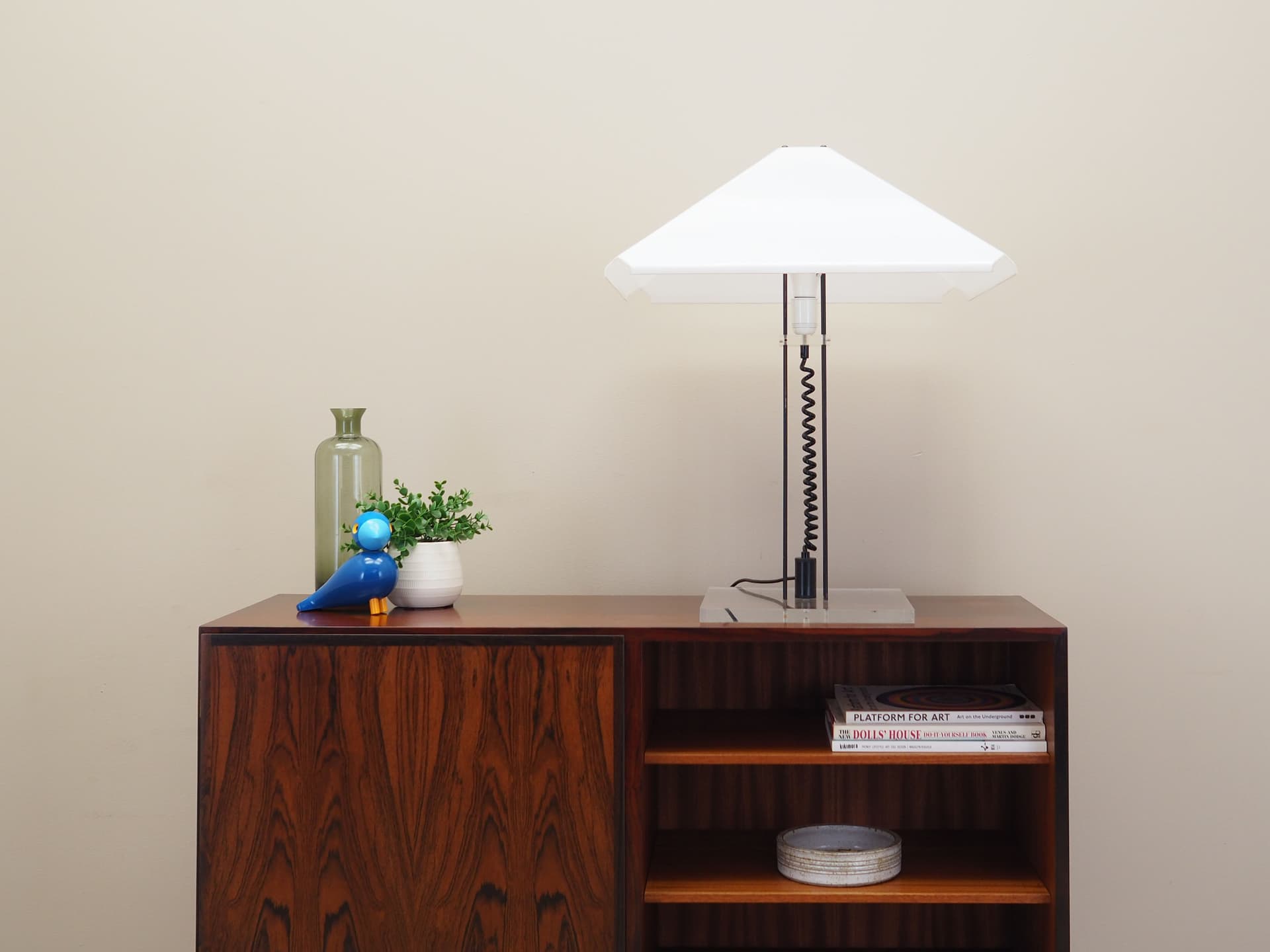 Lampka biurkowa, mid-century modern, biały, metal, Dania, lata 70. - 63700