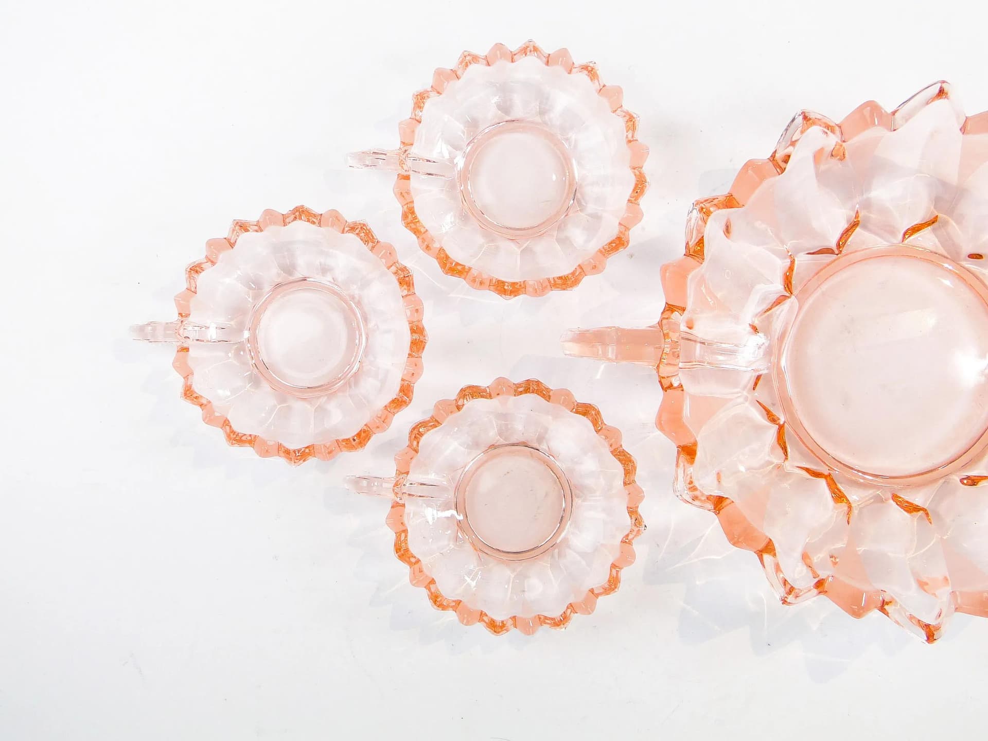 Jam Set Sonja, Art Deco, pink glass, Germany, 1930s - 34874