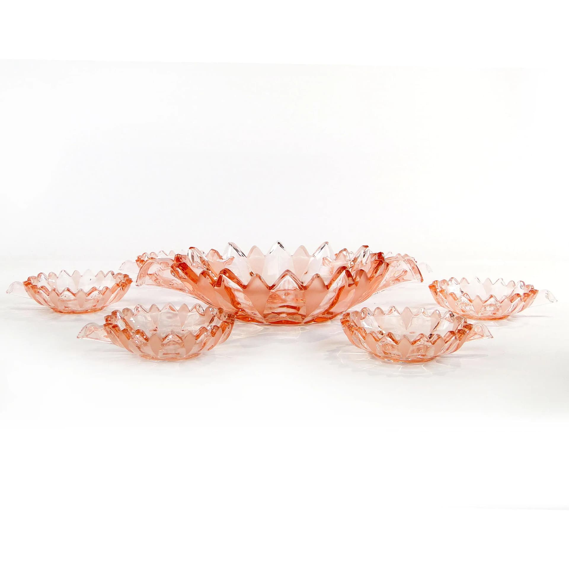 Jam Set Sonja, Art Deco, pink glass, Germany, 1930s - 34869