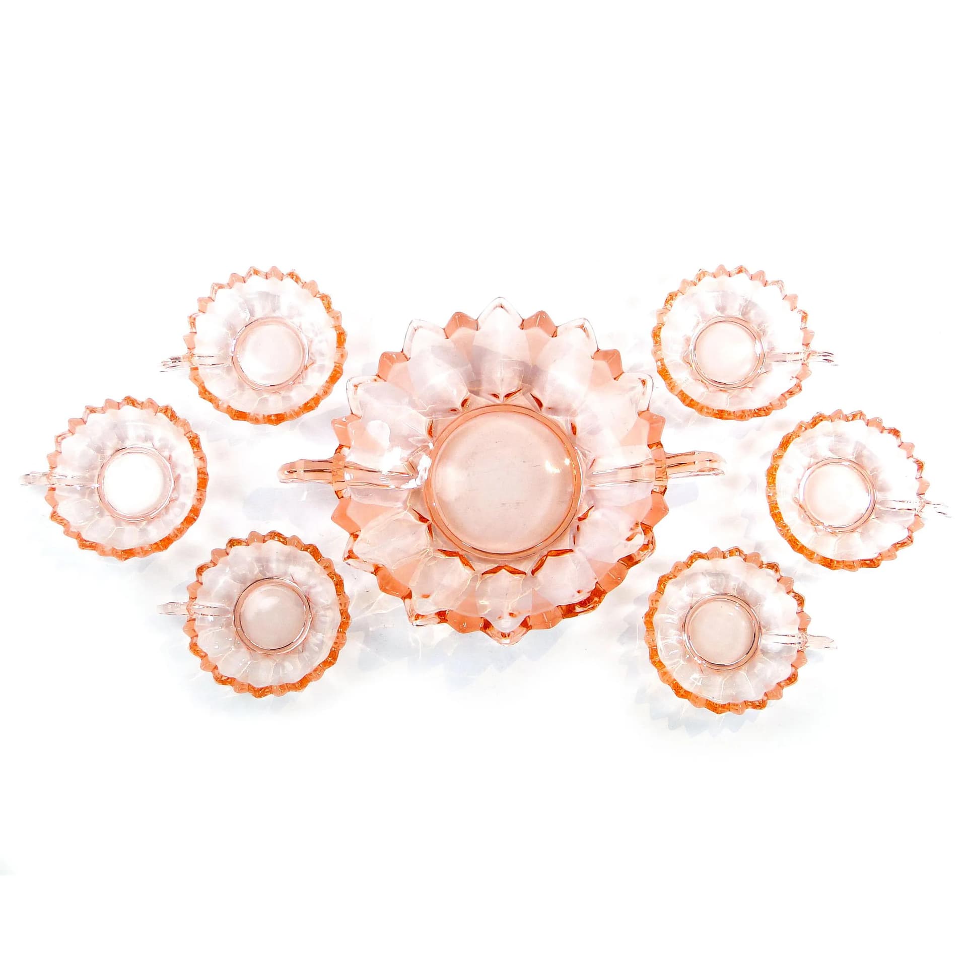 Jam Set Sonja, Art Deco, pink glass, Germany, 1930s - 34875