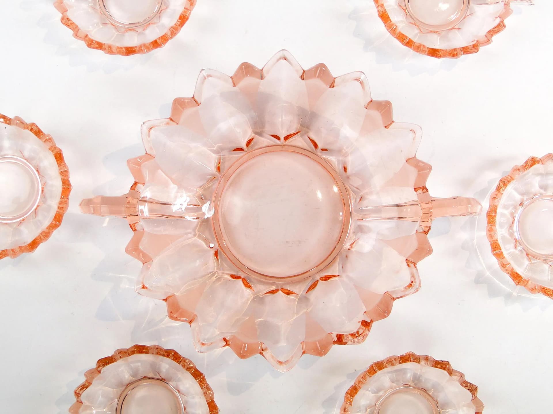 Jam Set Sonja, Art Deco, pink glass, Germany, 1930s - 34871