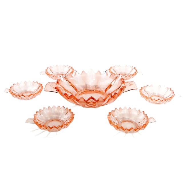 Jam Set Sonja, Art Deco, pink glass, Germany, 1930s - DIMENSION