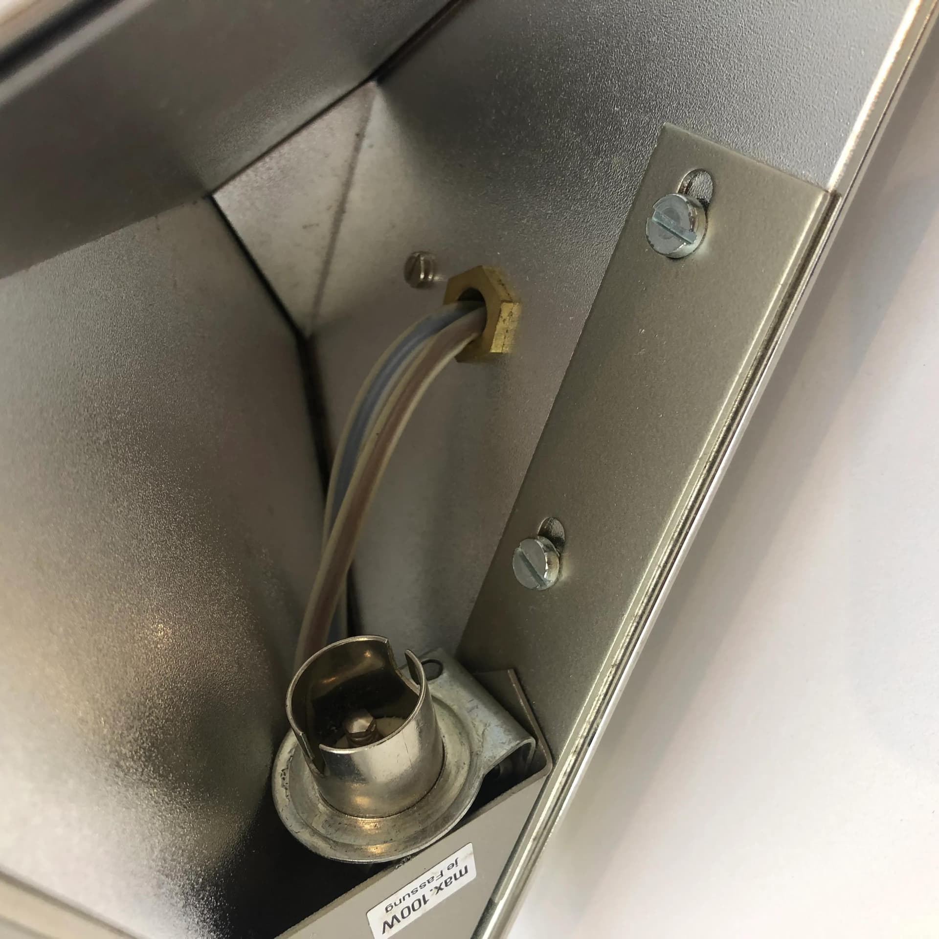 Kinkiet modernistyczny, chrom srebrny, mosiądz złoty, J.T. Kalmar, Niemcy, lata 70. - 34812