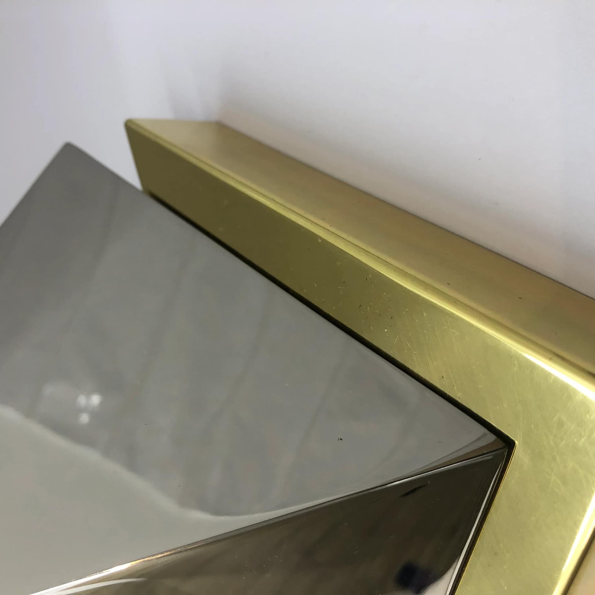 Kinkiet modernistyczny, chrom srebrny, mosiądz złoty, J.T. Kalmar, Niemcy, lata 70. - 34818