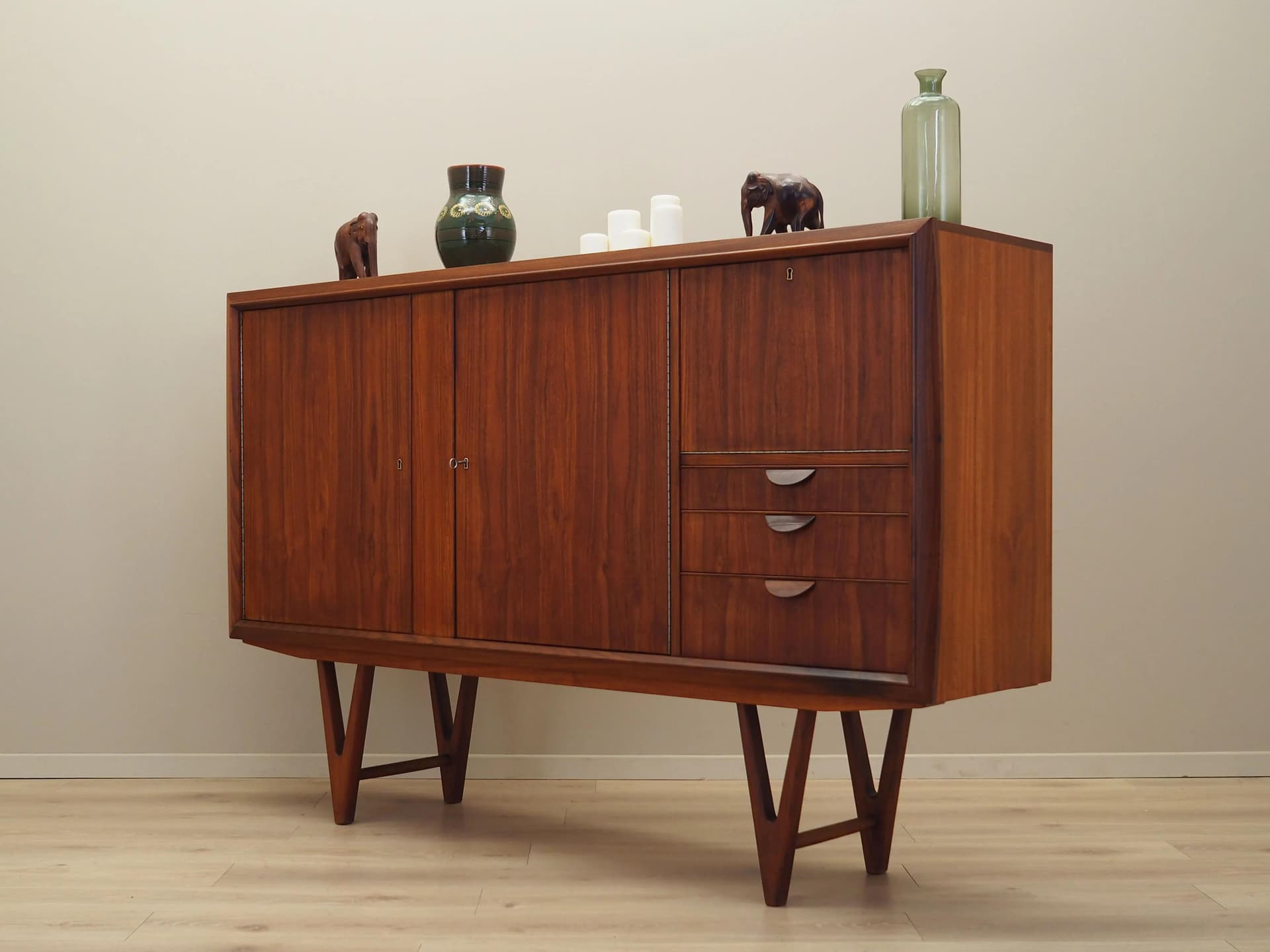 Highboard, teak brązowy ciemny, proj. K. Østervig, Dania, lata 60. - 34737