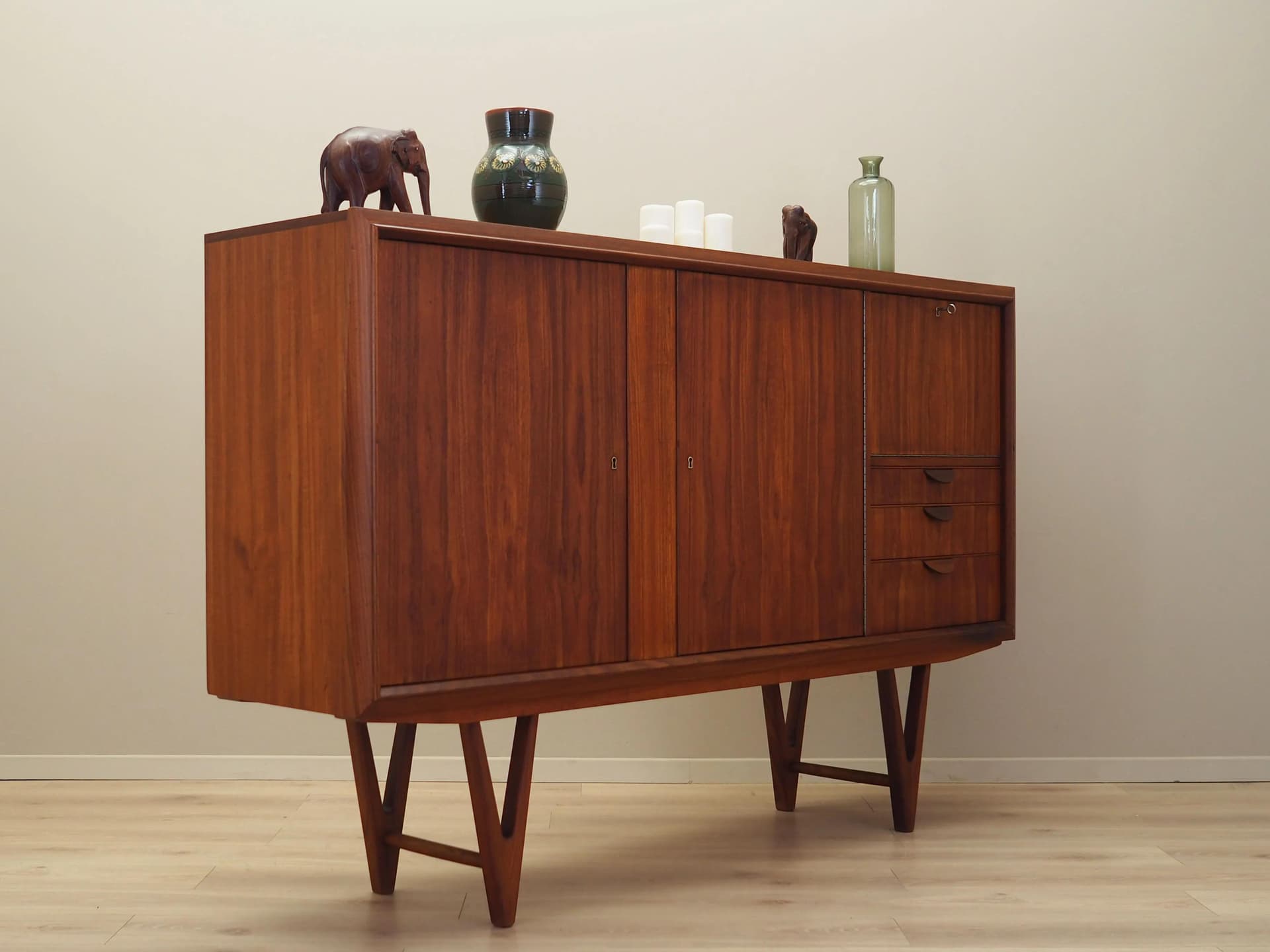 Highboard, teak brązowy ciemny, proj. K. Østervig, Dania, lata 60. - 34736