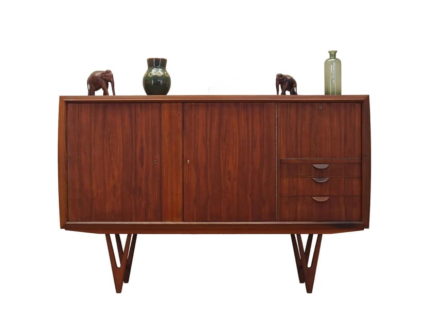 Highboard, teak brązowy ciemny, proj. K. Østervig, Dania, lata 60.