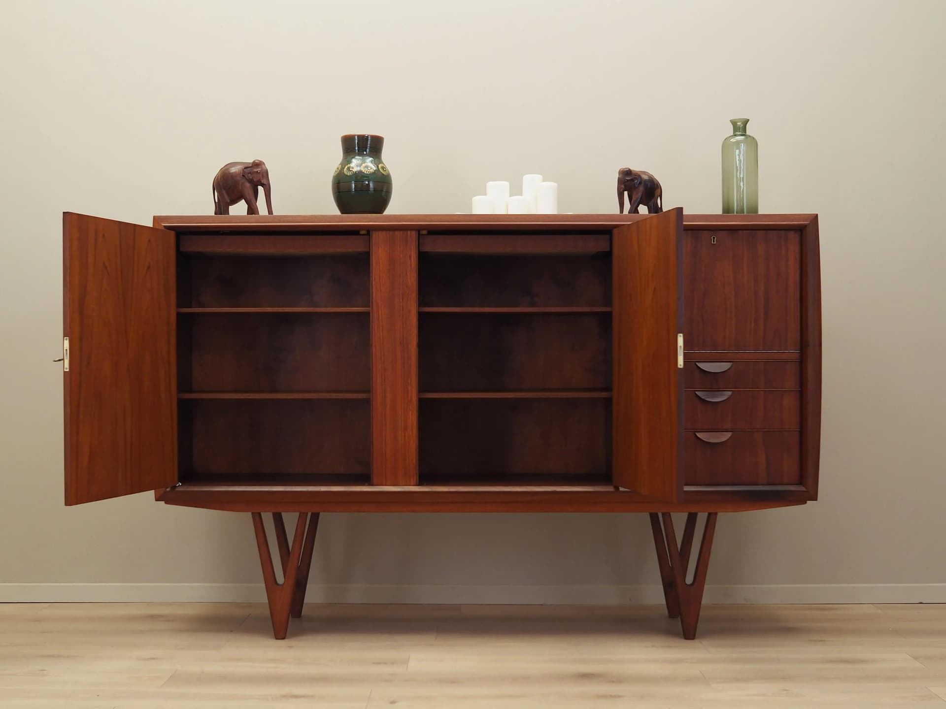 Highboard, teak brązowy ciemny, proj. K. Østervig, Dania, lata 60. - 34734
