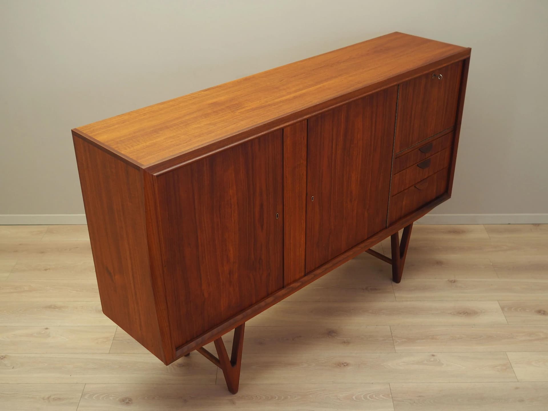 Highboard, teak brązowy ciemny, proj. K. Østervig, Dania, lata 60. - 34739