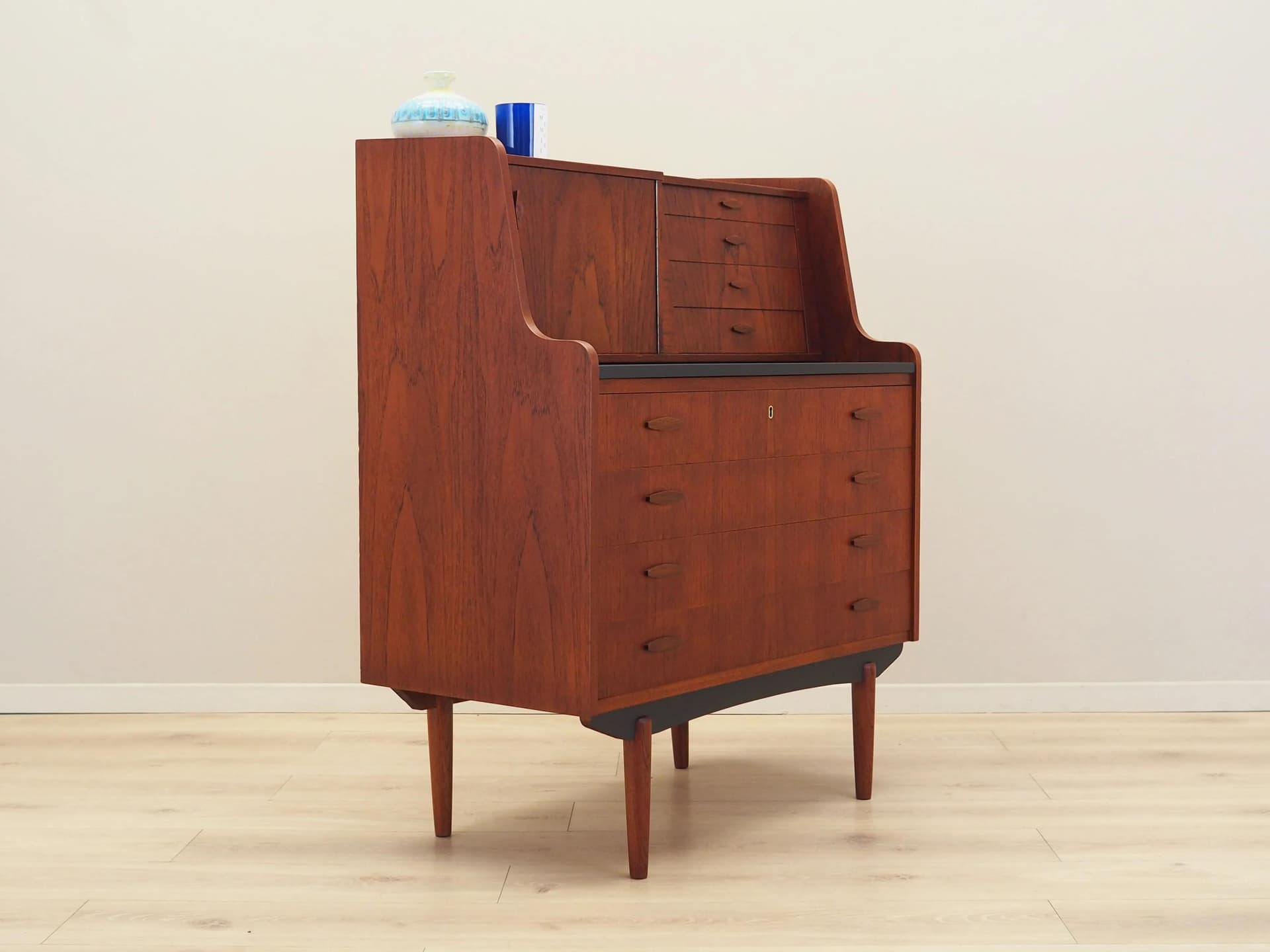 Sekretarzyk, teak brązowy, Dania, lata 70. - 34726