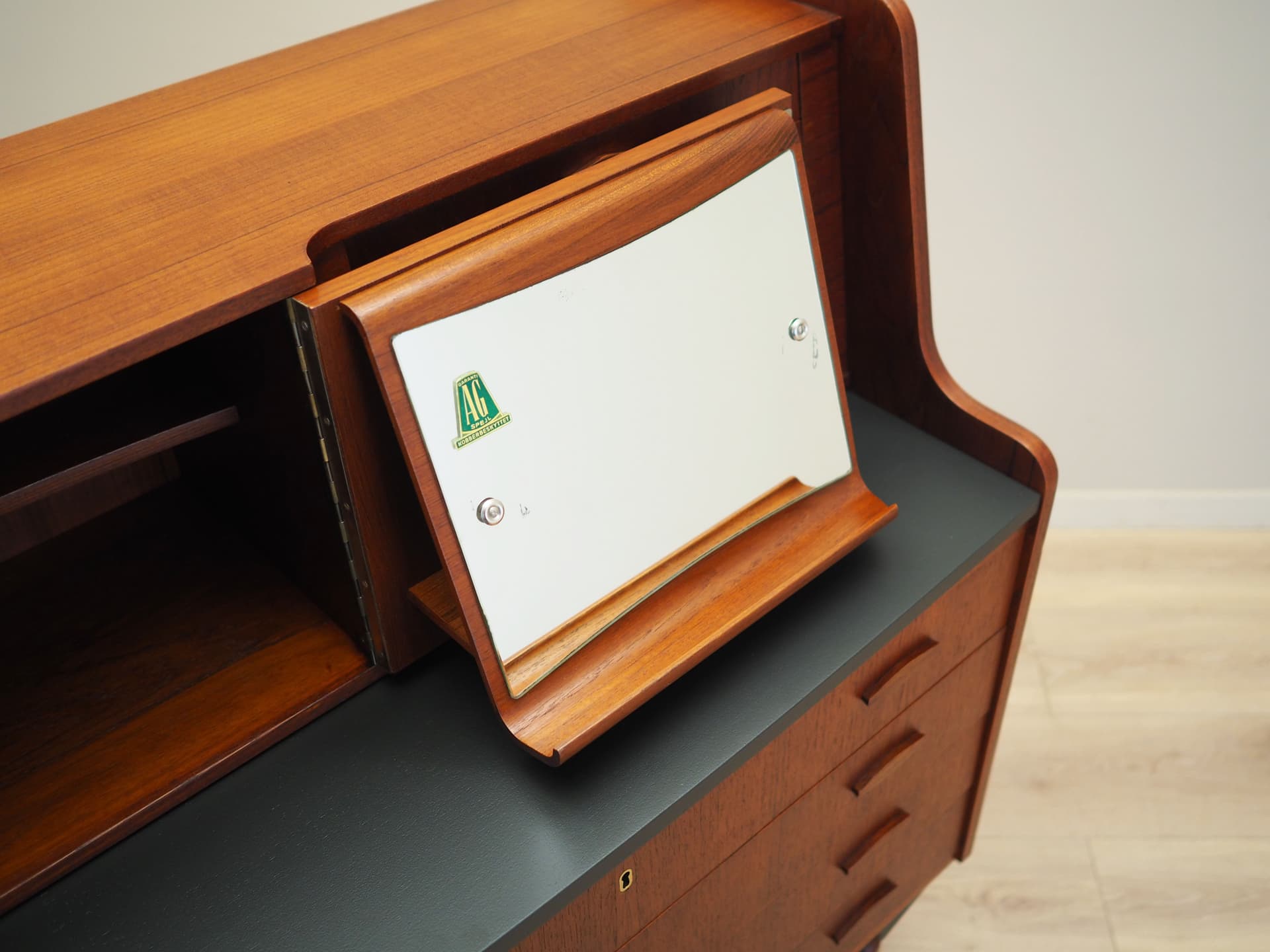 Sekretarzyk, teak brązowy, Dania, lata 70. - 63532