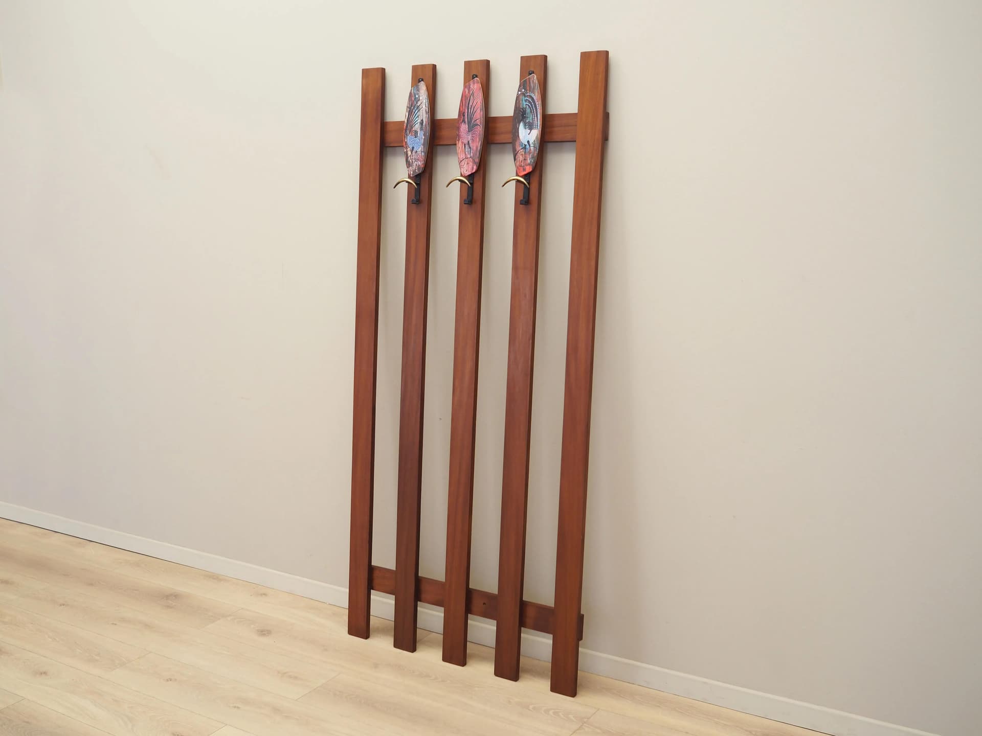Wall-mounted rack, orange teak, Denmark, 1970s - 34947