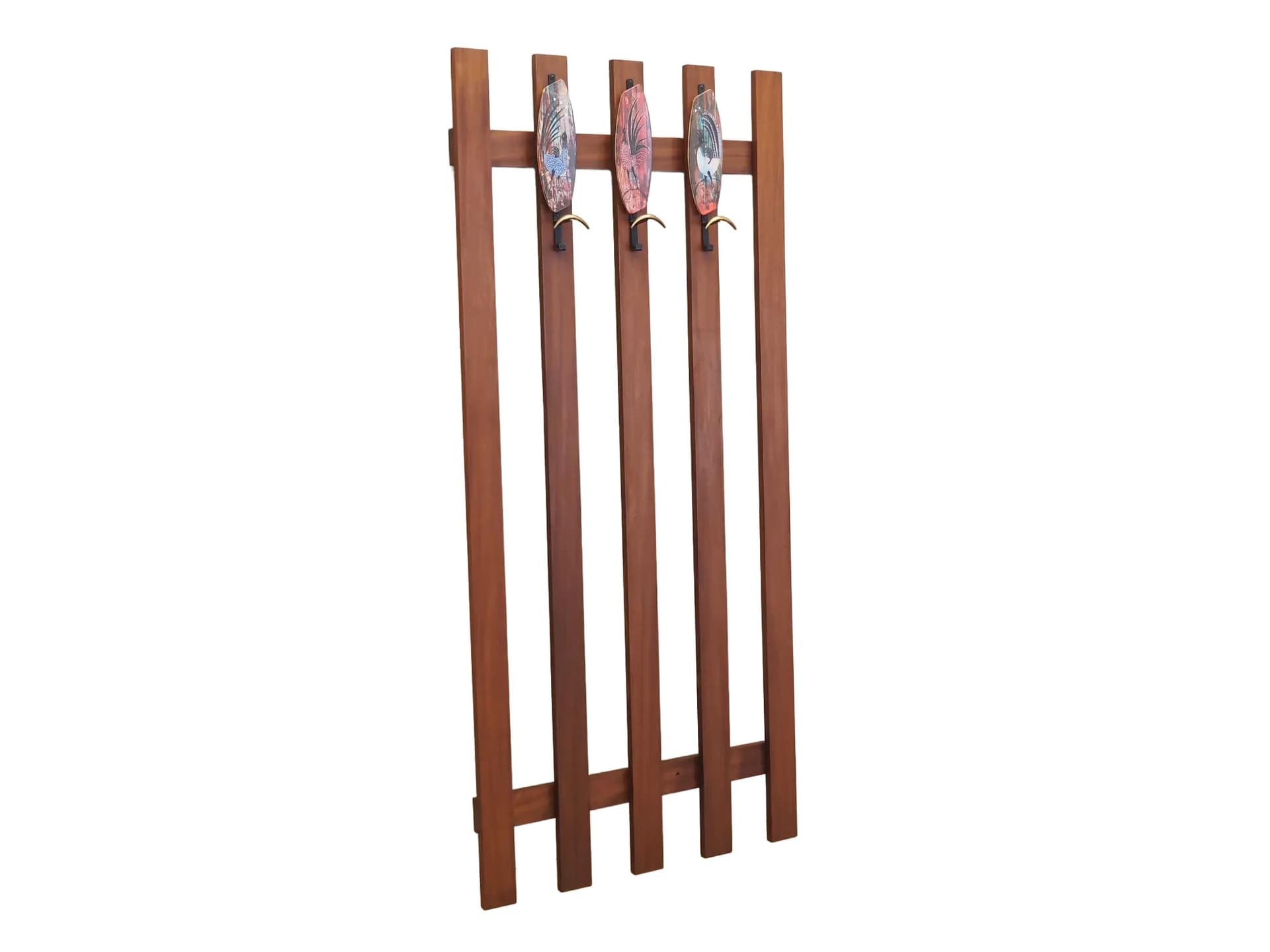 Wall-mounted rack, orange teak, Denmark, 1970s