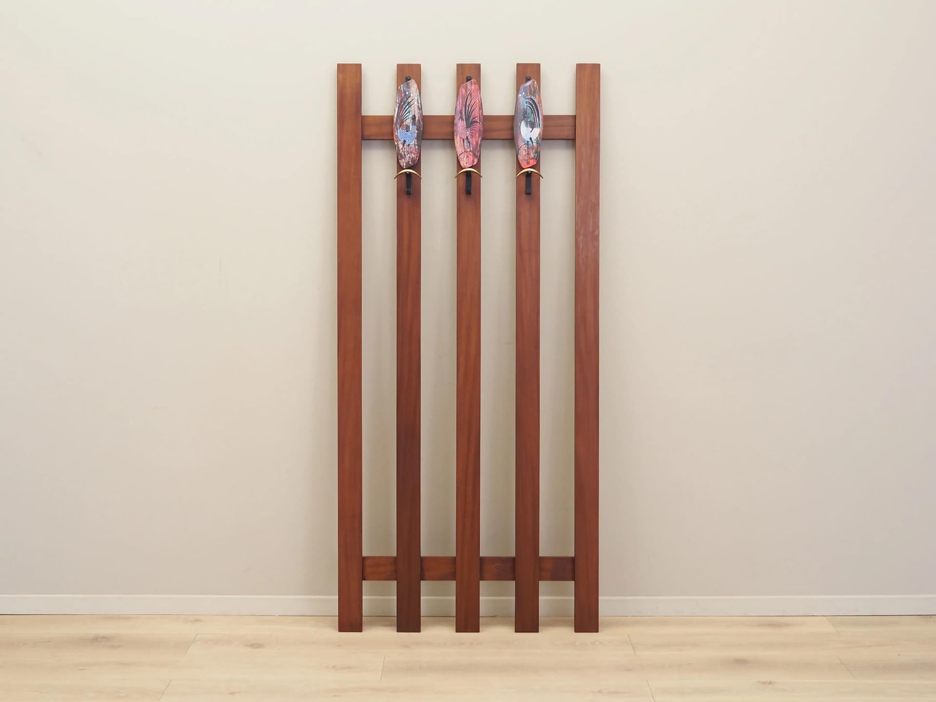Wall-mounted rack, orange teak, Denmark, 1970s - 34946
