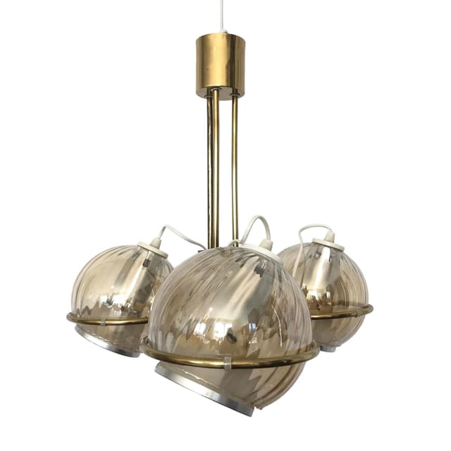 Ceiling Lamp Space Age, golden brass, Poland, 1970s - DIMENSION