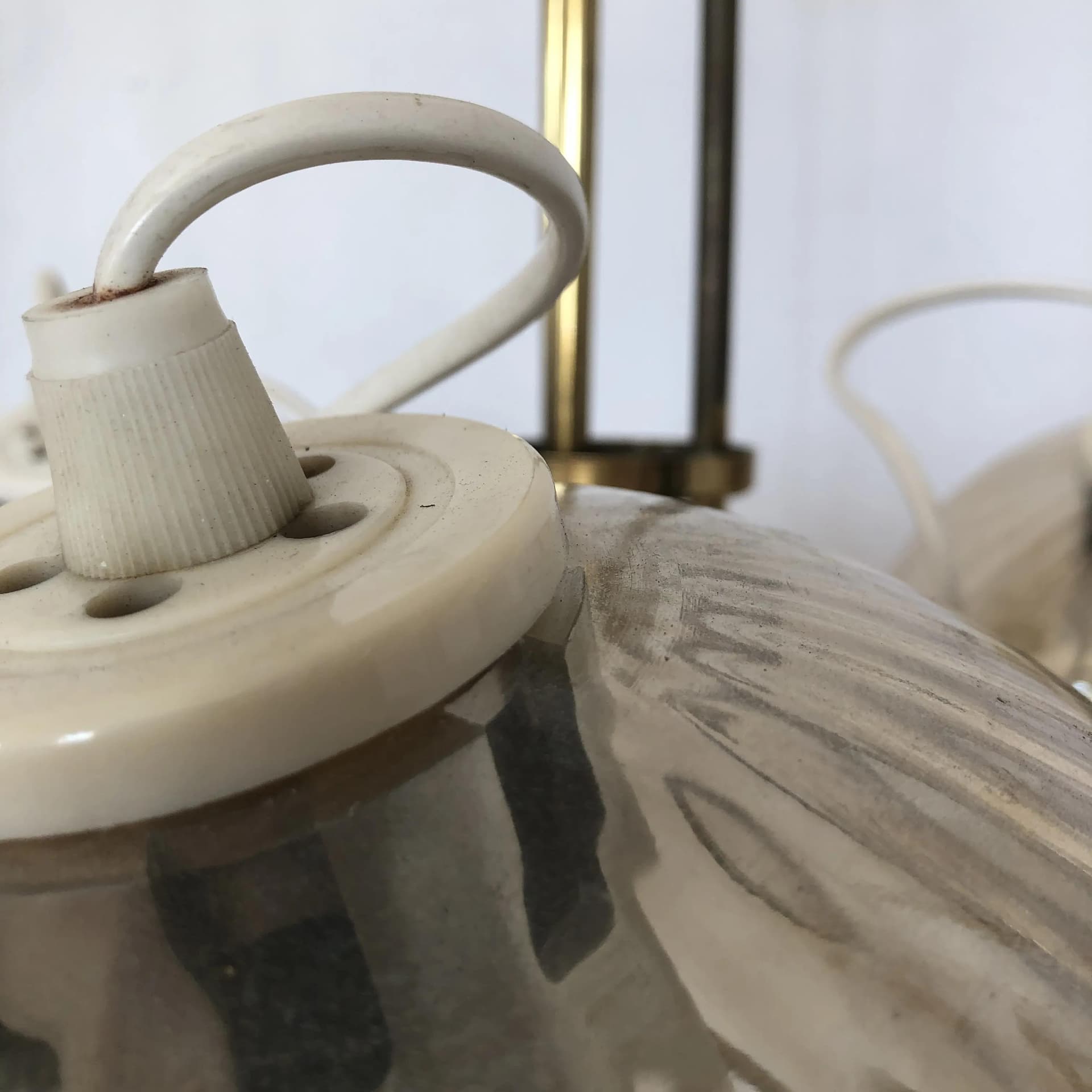 Ceiling Lamp Space Age, golden brass, Poland, 1970s - 34786