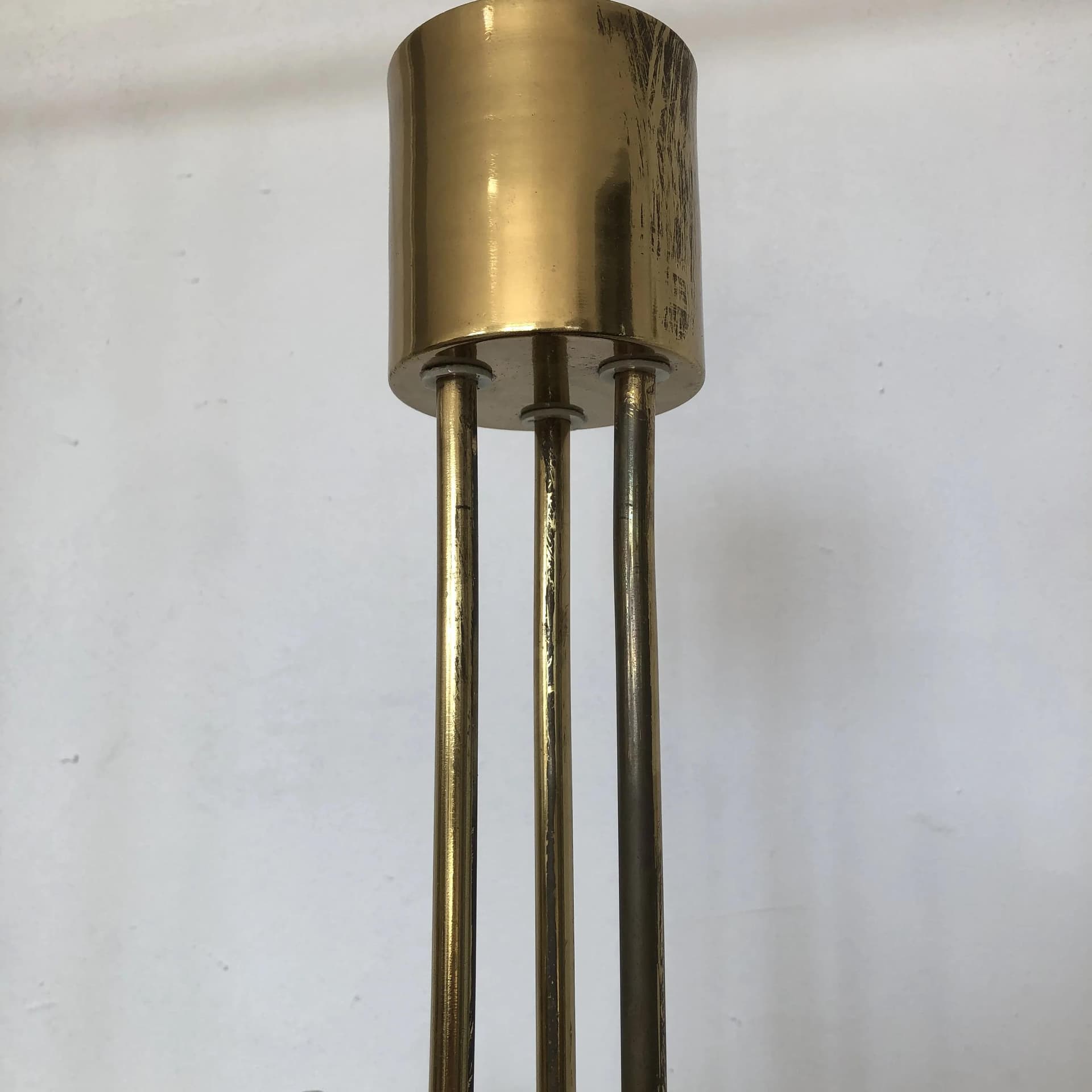 Ceiling Lamp Space Age, golden brass, Poland, 1970s - 34791