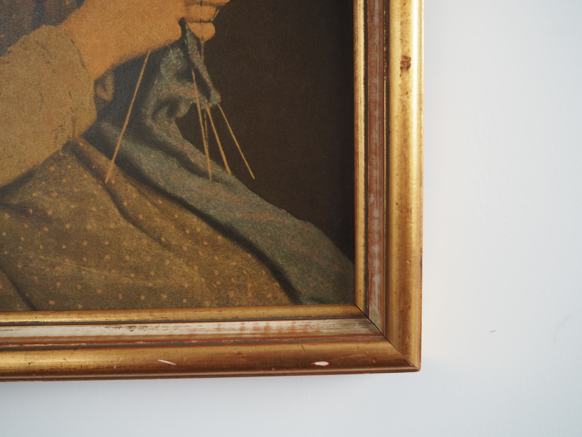 Painting Portrait of a Girl, golden, wood, by A. Anker, Sweden, 19th c. - 63518