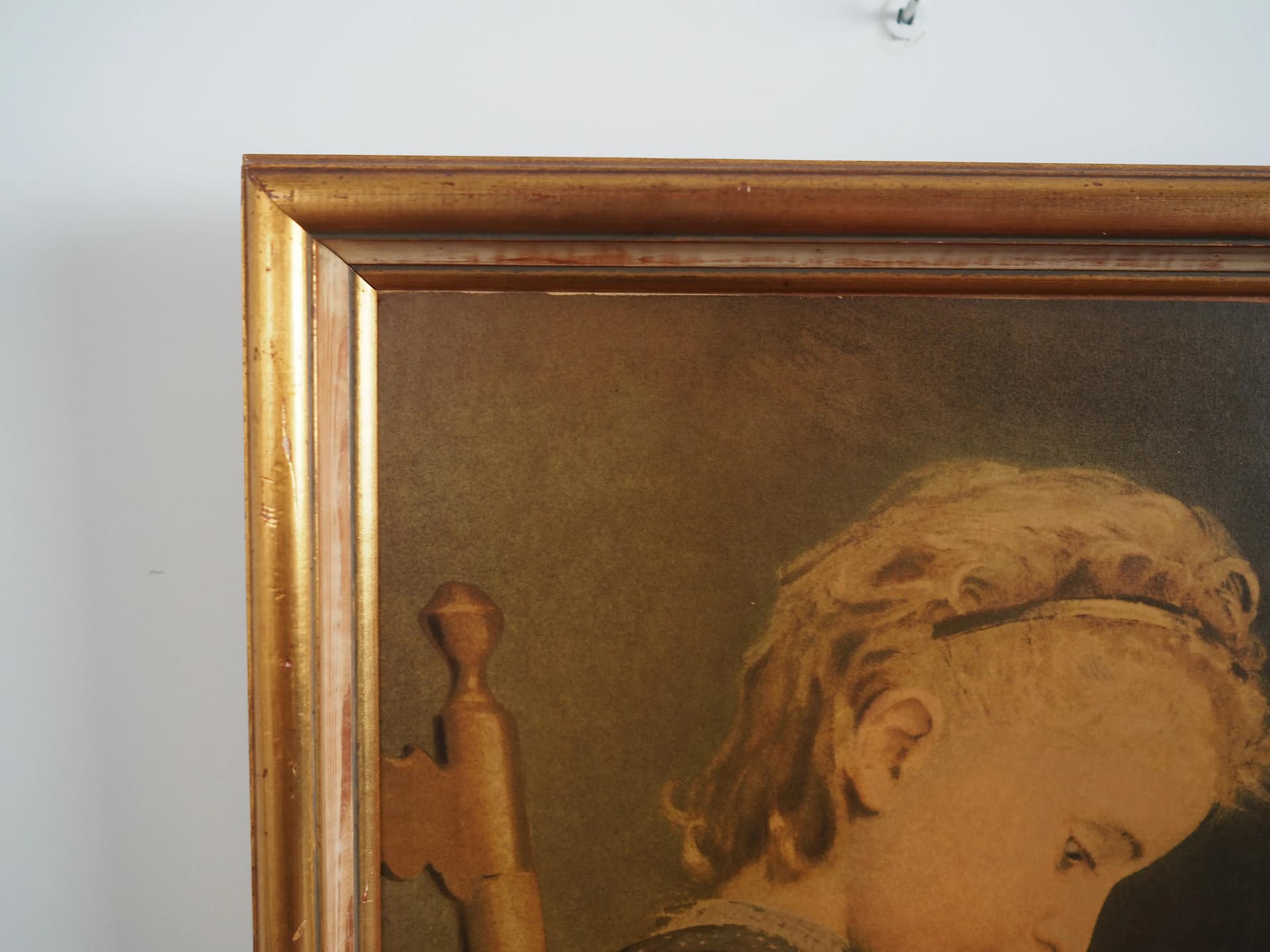 Painting Portrait of a Girl, golden, wood, by A. Anker, Sweden, 19th c. - 34944