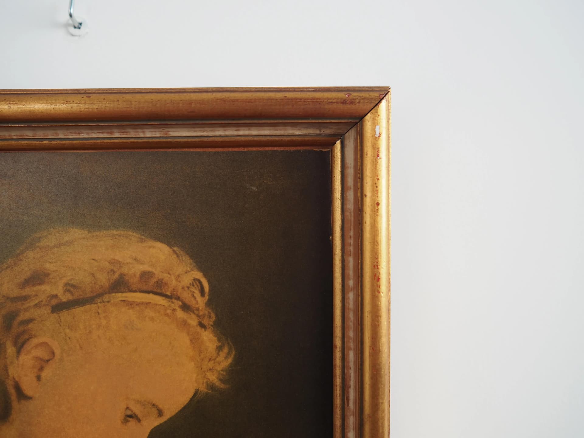 Painting Portrait of a Girl, golden, wood, by A. Anker, Sweden, 19th c. - 34943