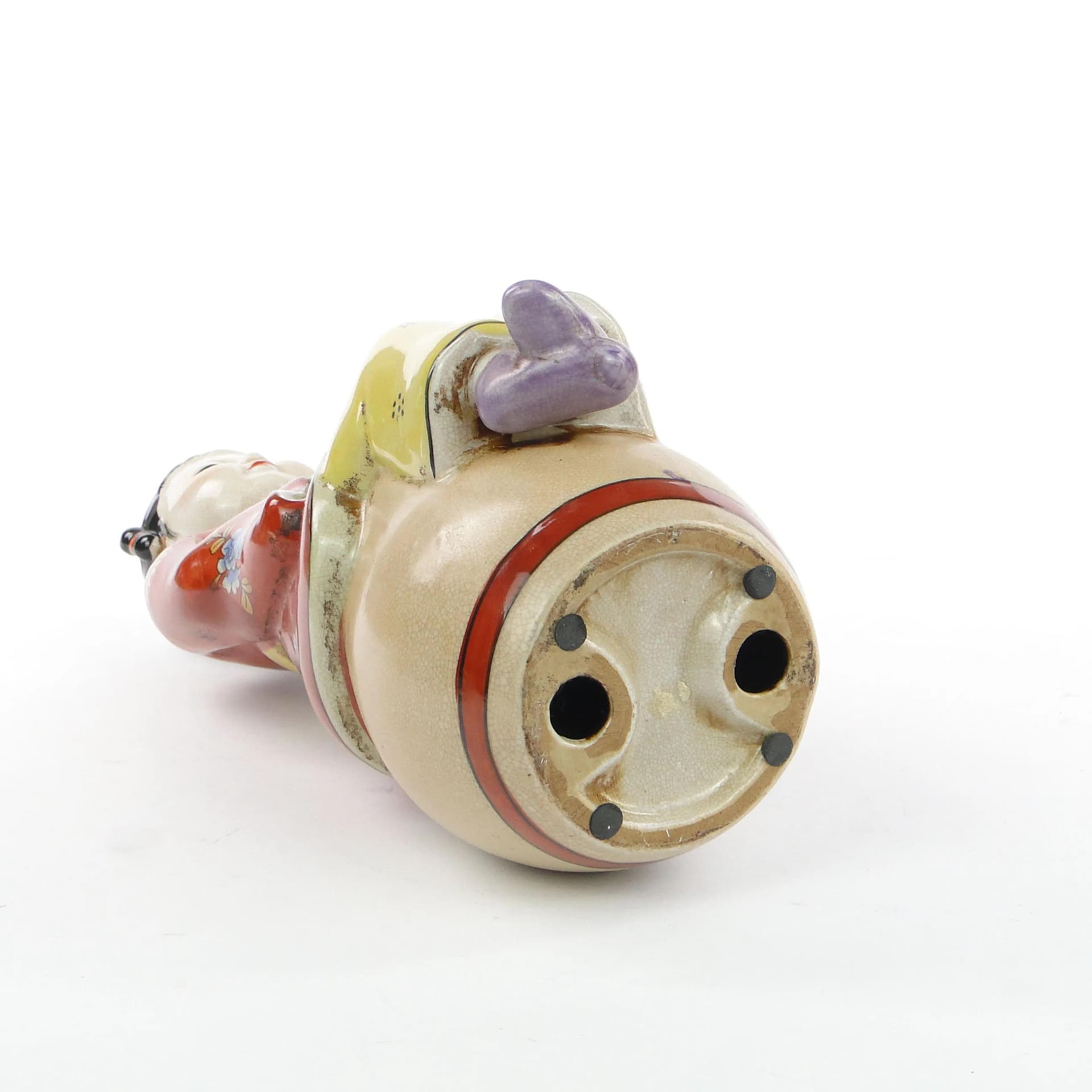 Figura dziewczynki z wachlarzem, ceramika multikolor, Chiny, lata 50. - 34857